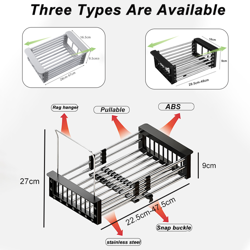 Storage Holders Racks Adjustable Dish Drying Stainless Steel Drainer Fruit Vegetable Kitchen Sink Drain Holder 230410