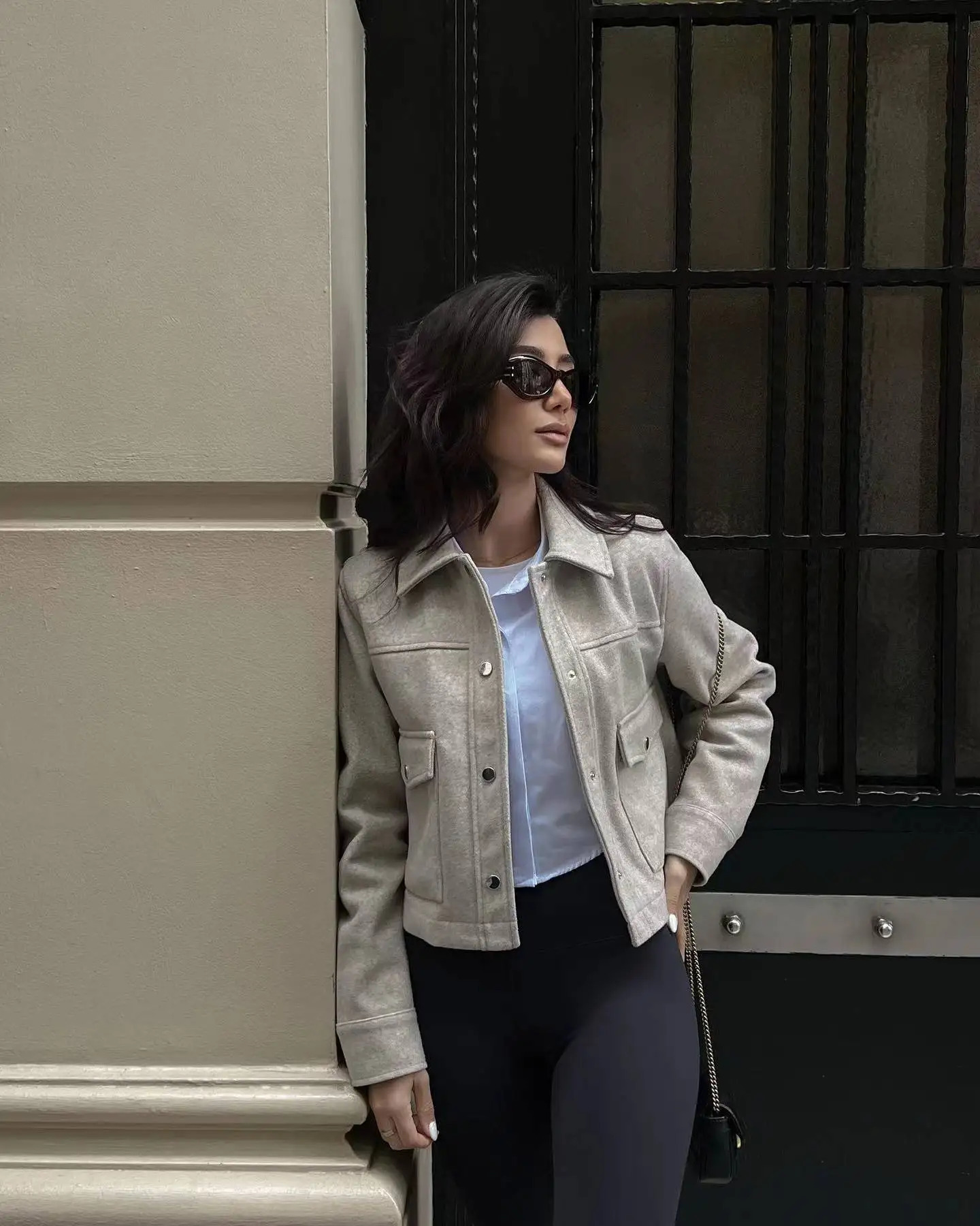 Women's Wool Blends SLTNX TRAF Fashion 2023 Women's Jacket Chic Turndown Collar with Button Autumn Winter Coat Ladies Elegant In 231120