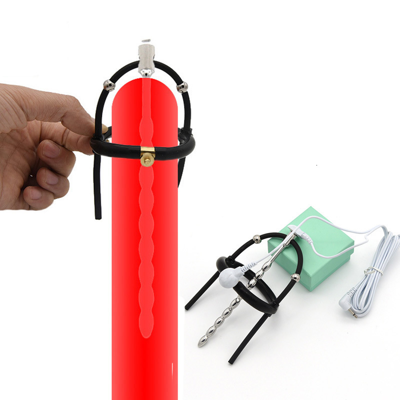 Adult Toys Strongest BDSM Power Box Electro Shock Penis Ring Electric Stimulate Massage Glans Trainer Cock Cage Extender Men Sex Tool 230411
