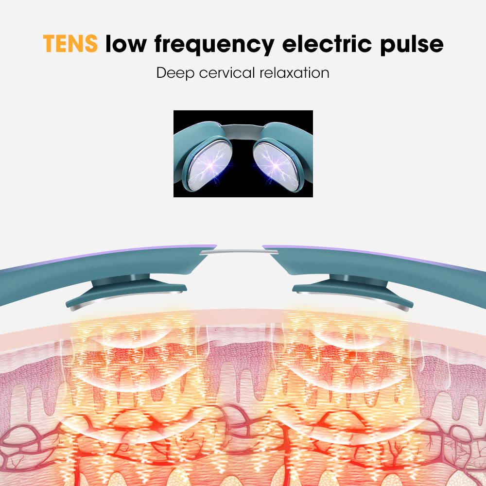 Back Massager 2 Heads Smart Electric Neck and Back Pulse Massager TENS Wireless Heat Cervical Vertebra Relax Pain Kneading Massage Machine 230411