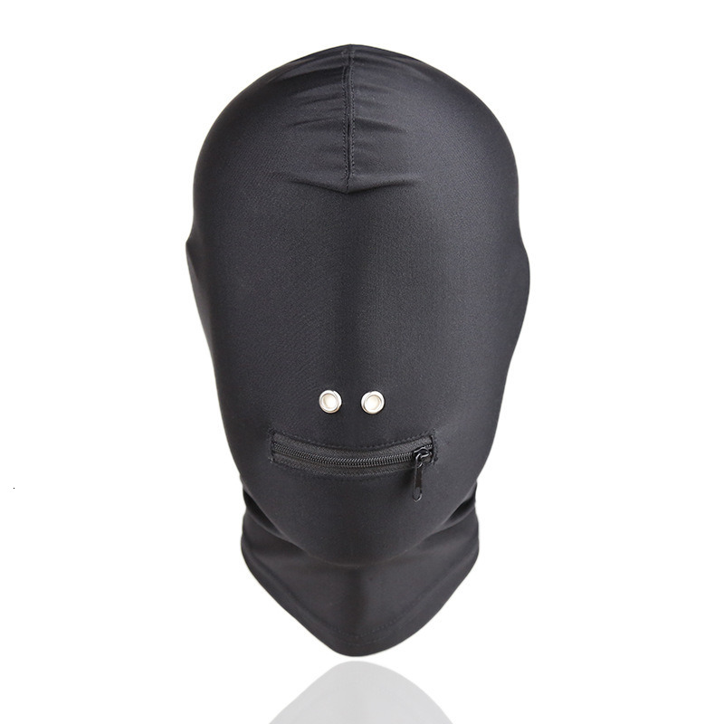 Adult Toys Spandex Lycra Head Hood Mask BDSM Restraint Open Mouth Eyes Headgear Roleplay Game Slave Sex for Men Women 230411