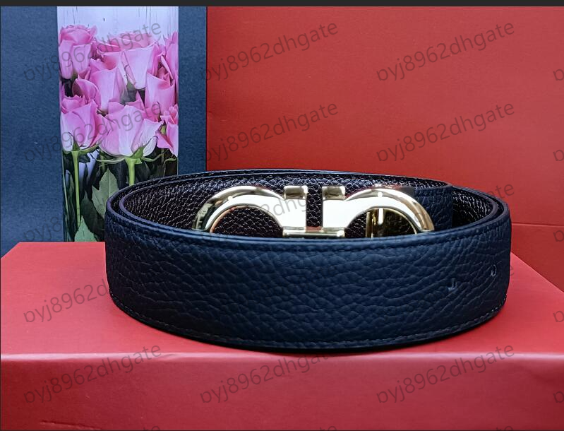 2023 Smooth leather belt luxury belts designer for men big buckle New lychee grain 3.3CM male chastity top fashion mens wholesale