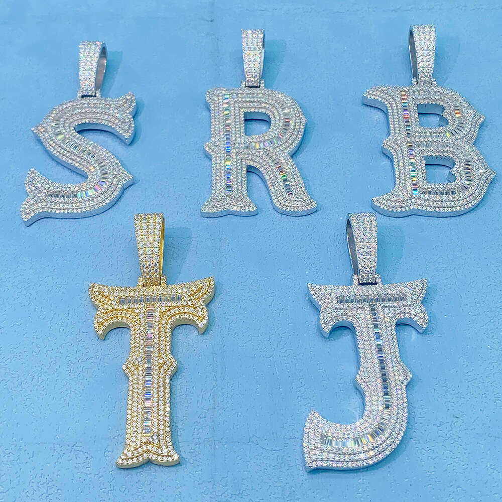 Sier Jewelry Hiphop Pendant A-Z initial letters custom moissanite iced out pendant
