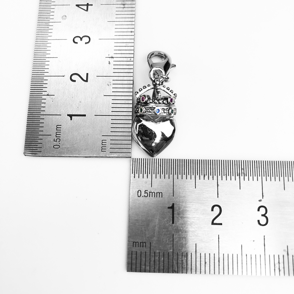 Charms Real 925 Sterling Silver Fashion Jewelry Crown Heart Pendant Charm For Women Men Drop Wholesale 230411