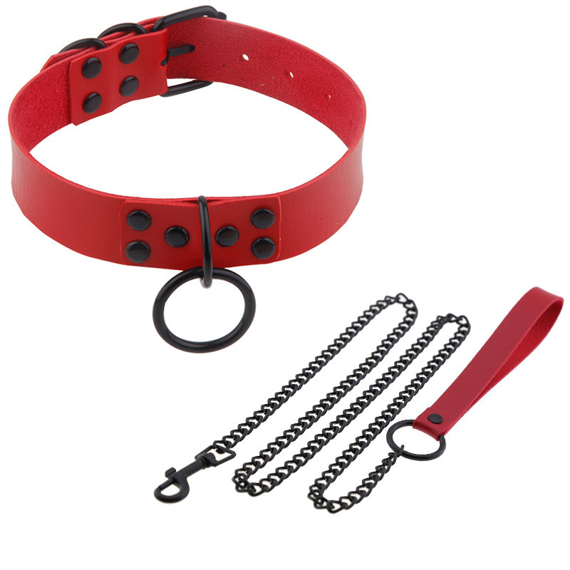 Cockrings Bdsm Sex Collar Bondage Necklace Slave Leash Steel Chain Rivet Choker Dog Punish Neck Collars Toys For Woman Man 230411