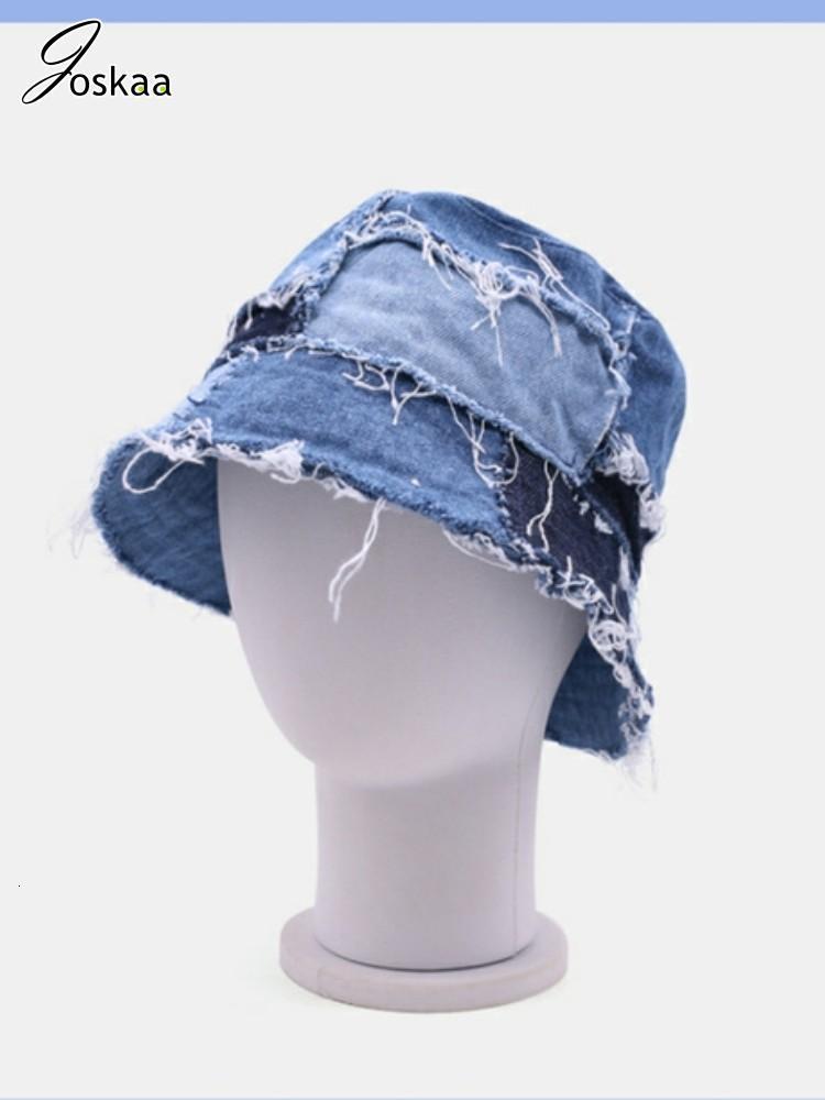 Stingy Brim Hats Joskaa Unique Beggar Y2K Denim Patchwork Fisherman Hat 2023 Fashion Holiday Casual Contrast Color Street Bucket Hats Summer 230411