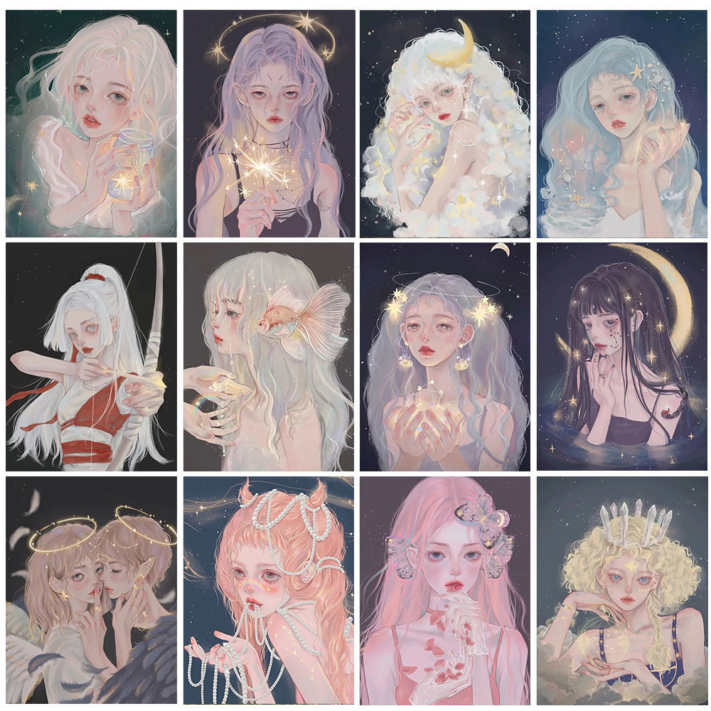 Diamond Painting Twelve Constellations Girl DIY Diamond Painting Stickers Drill Bedroom Living Room Decoration Hanging Pictures