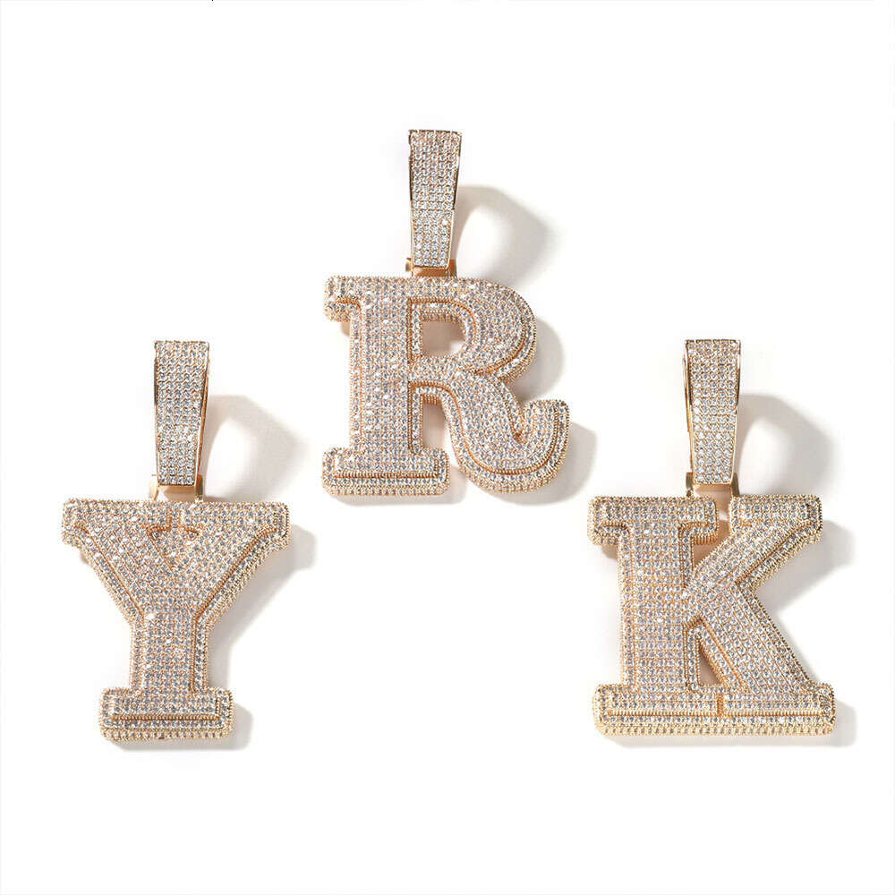 Custom Name Letter Pendant Men Sier Plated Street Style 5A Zircon Hiphop Necklace