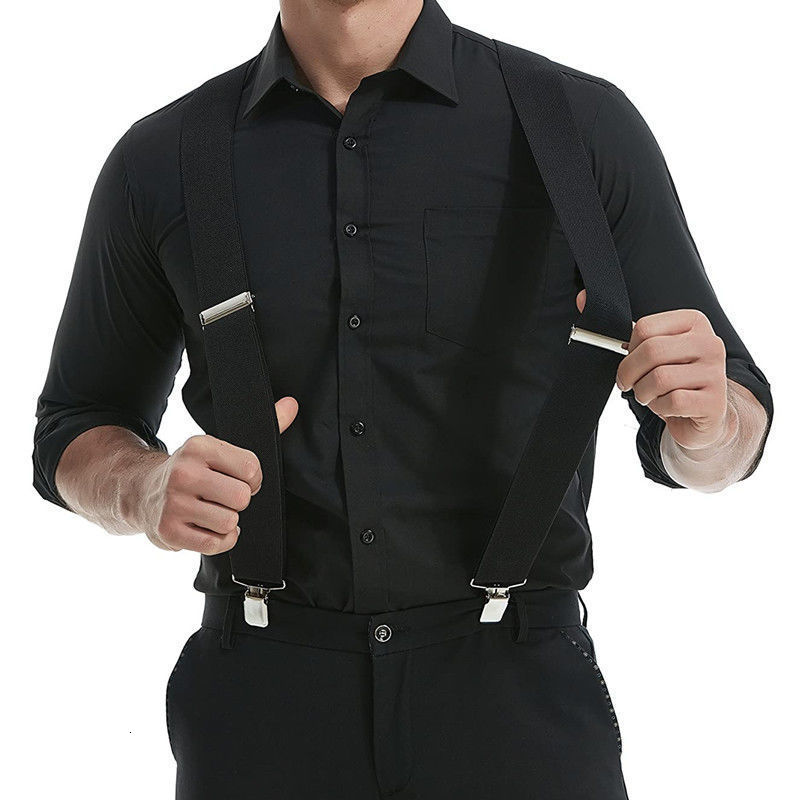 Suspenders Heavy Duty Big Size Work Suspenders for Men 5cm2 Inch Wide X Back with 4 Strong Clips Adjustable Elastic Trouser Braces Straps 230411