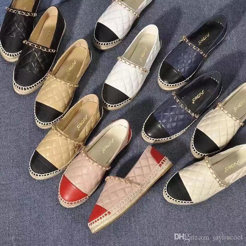 Dress Shoes Women Loafers Espadrilles 100% Leather Woman Shoes Luxe Cap Toe Quilting Pure Hand Sewing Womans Flats Luxury Top Quilty Spring Size 34-42