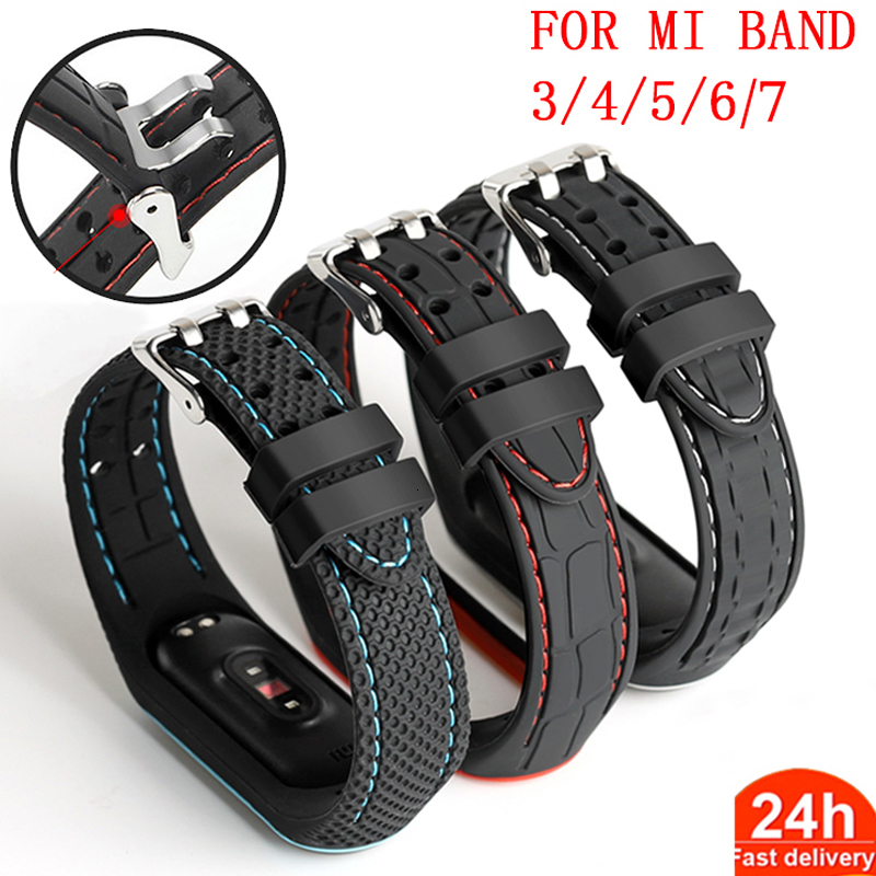 Watch Bands Strap For Mi band 7 6 5 Bracelet Sport belt Silicone Replacement Smartwatch bracelet watchband for Xiaomi mi band 3 4 5 6 strap 230411