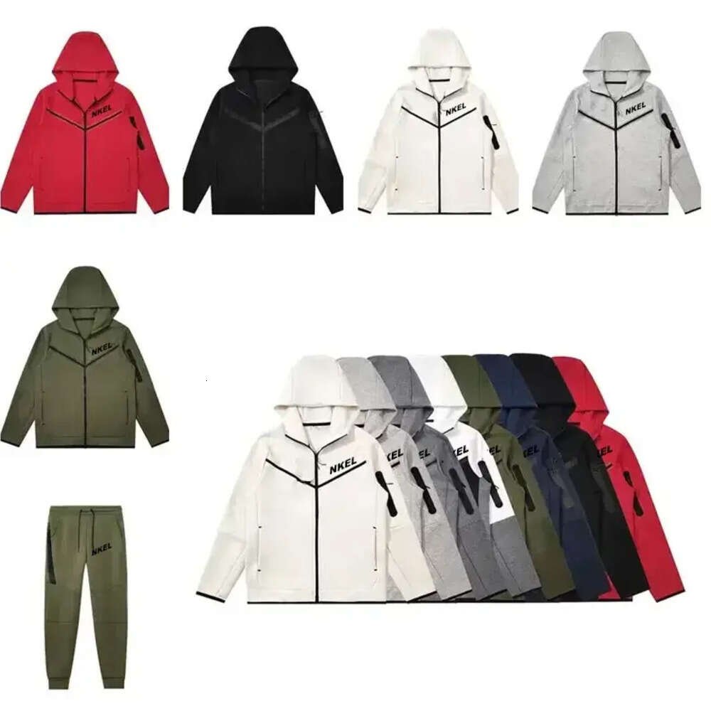 2023 Thick Contrast Men's Tech Fleece Sports Casual Suit Men's Hooded Jacket Drawstring Loose Sweater Guards Pants Tech Nology fashion
