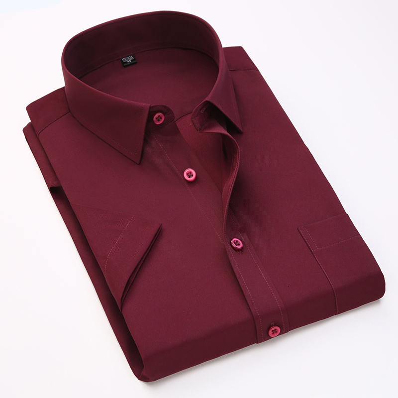 Men's Casual Shirts Summer business work shirt square collar short sleeved plus size S to 7xl solid twill striped formal men dress shirts no fade - view 4