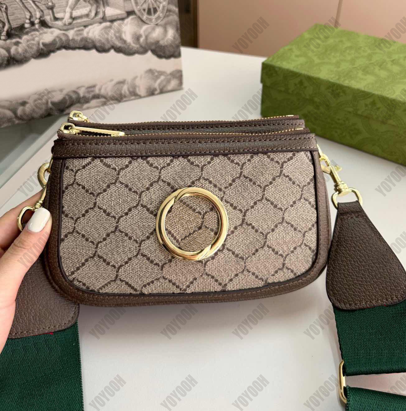 Designer Hobo armpit bags 5A top Womens diagonal single shoulder bag Classic double letter pattern handbag with chain cross body lady purse