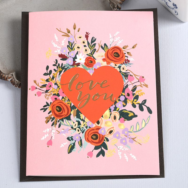 Greeting Cards watercolor flower happy birthday cards with envelopes metallic gold kids party thank you greeting 230411