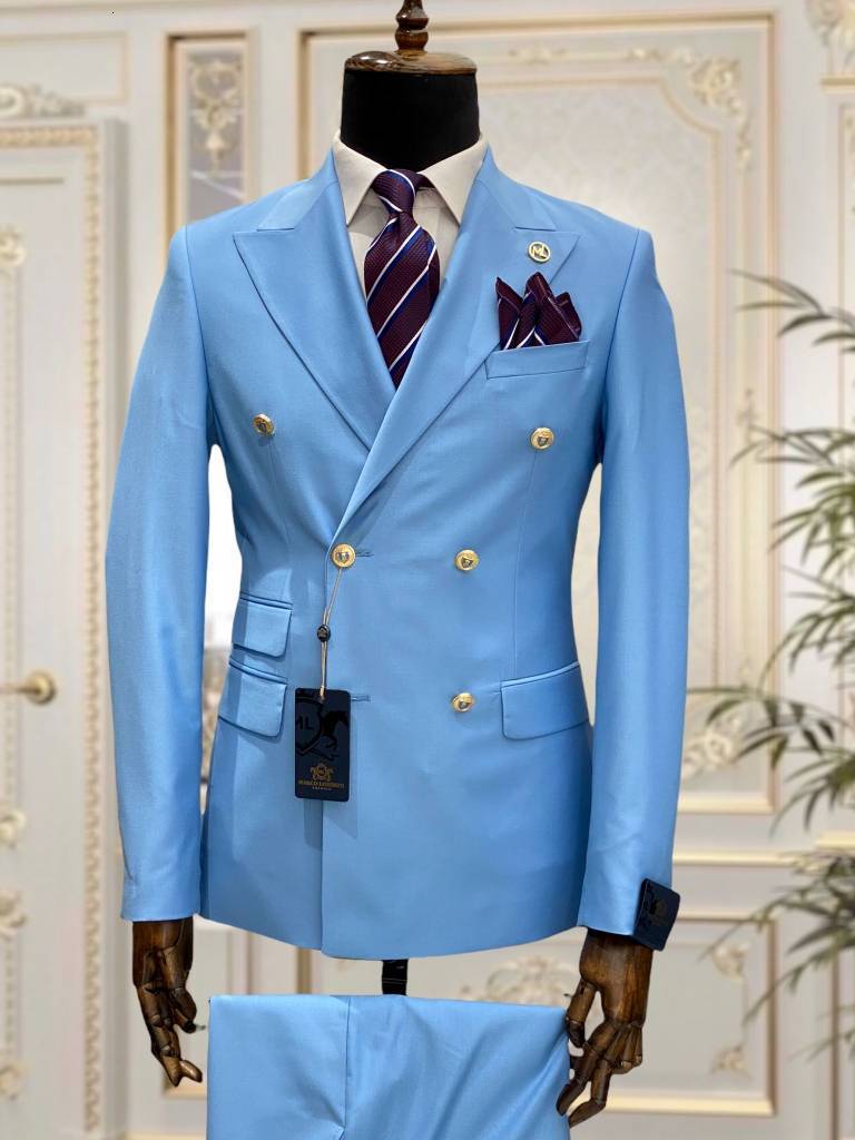 Men's Suits Blazers Light Blue Red Green Double Breasted Slim Fit Men Suits Wedding Tuxedos Groom Business Party Prom Man Blazer Costume Homme 23