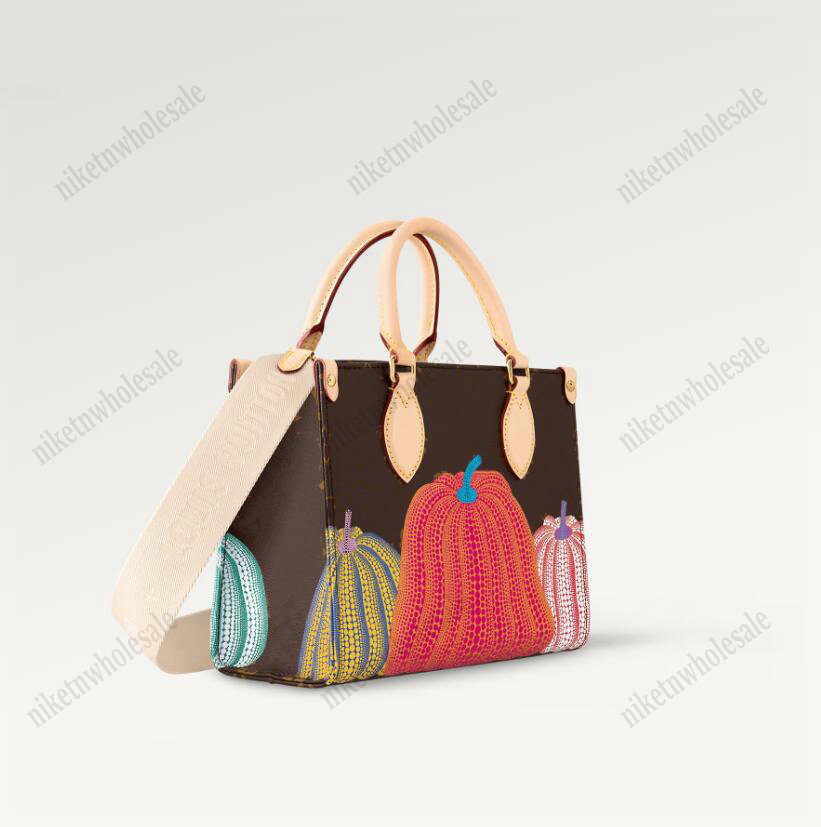 Pumpkin print YK X Mini OnTheGo PM Tote Bag M46467 Yayoi Kusama Leather Handbag With round coin purse 2023 Dots ON THE GO Purse Wallet, Color-01 
Pumpkin print YK X Mini OnTheGo PM Tote Bag M46467 Yayoi Kusama Leather Handbag With round coin purse 2023 Dots ON THE GO Purse Wallet, Color-01