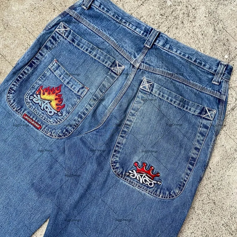 Men's Jeans Y2k Trousers American Style Letter Embroidered Jeans Men High Street Hip-hop Straight Jeans Loose Casual Wide-leg Pants 231110