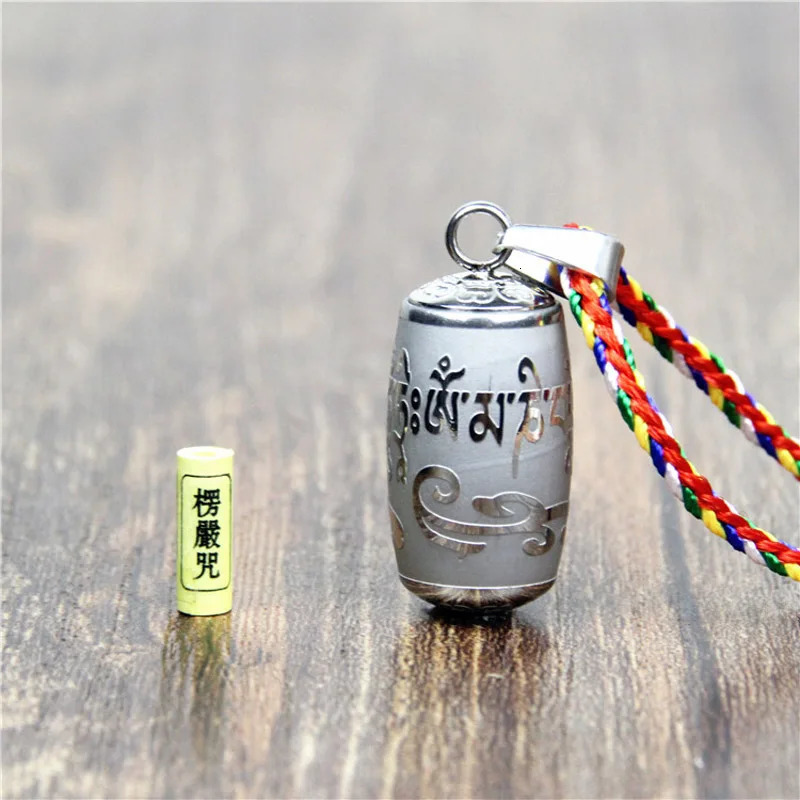 Chokers Stainless Steel Om Mani Padme Hum S Pendant Necklace For Women Men Buddhism Party Vintage Mantra Bottle Ash Urn Jewelry 231110