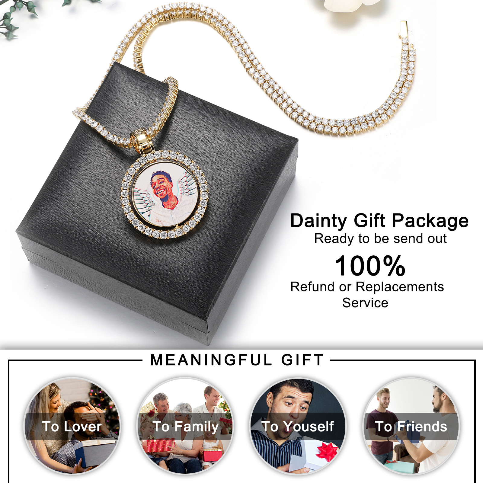 Charms D Z Custom Made Po Rotating doublesided Medallions Pendant Micro Paved CZ Round Pendant Collier For Men Women Accessories 230411