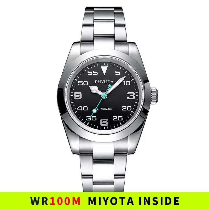 Wristwatches PHYLIDA 10 Bar Automatic Mechanical Luxury Orologio Uomo Watch Air-King Black Dial Waterproof Gift, With logo
Wristwatches PHYLIDA 10 Bar Automatic Mechanical Luxury Orologio Uomo Watch Air-King Black Dial Waterproof Gift, With logo