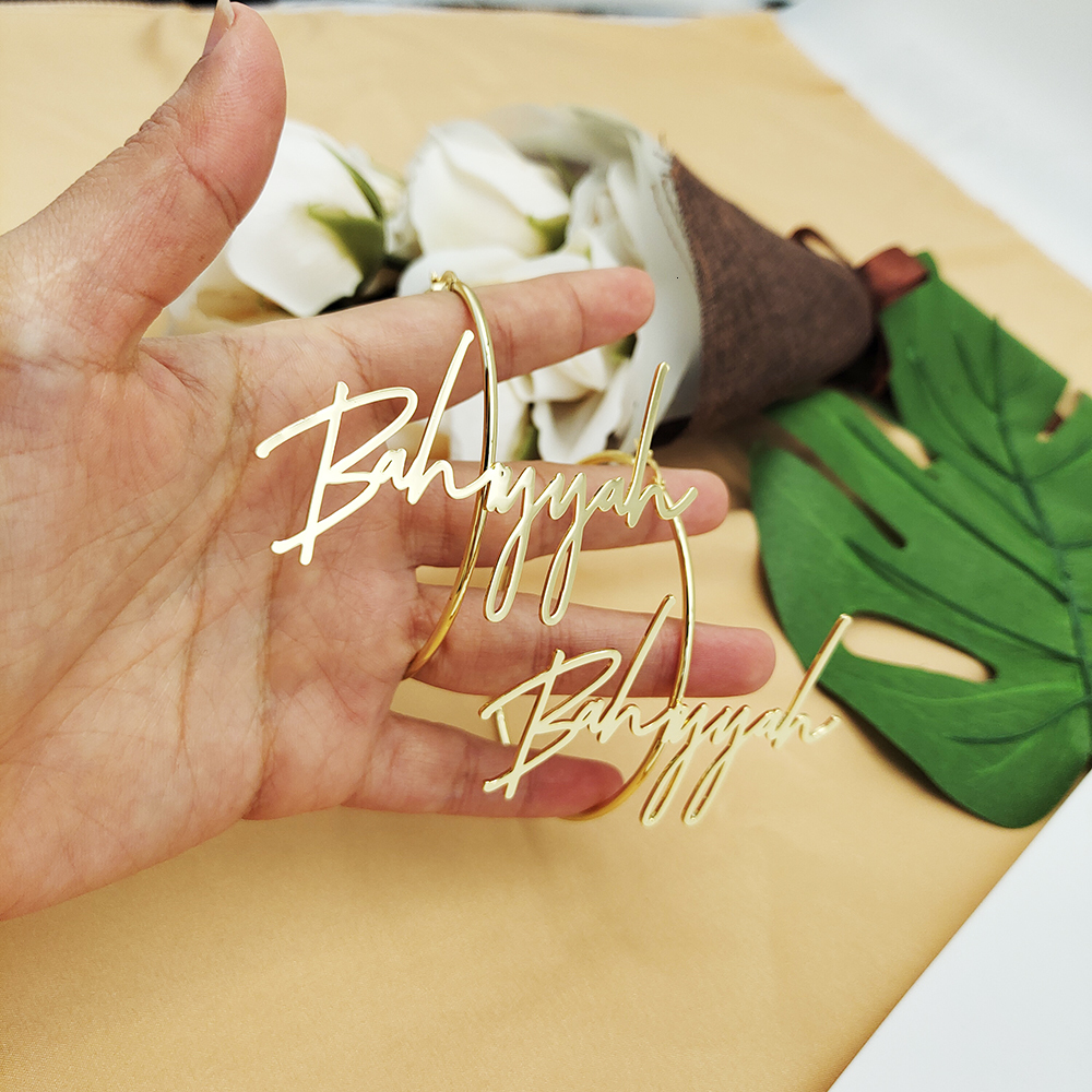 Hoop Huggie 40mm100mm Custom Hoop Earrings Customize Name Earrings Hoop Earring Personality Earrings With Statement Words Hiphop Sexy 230411