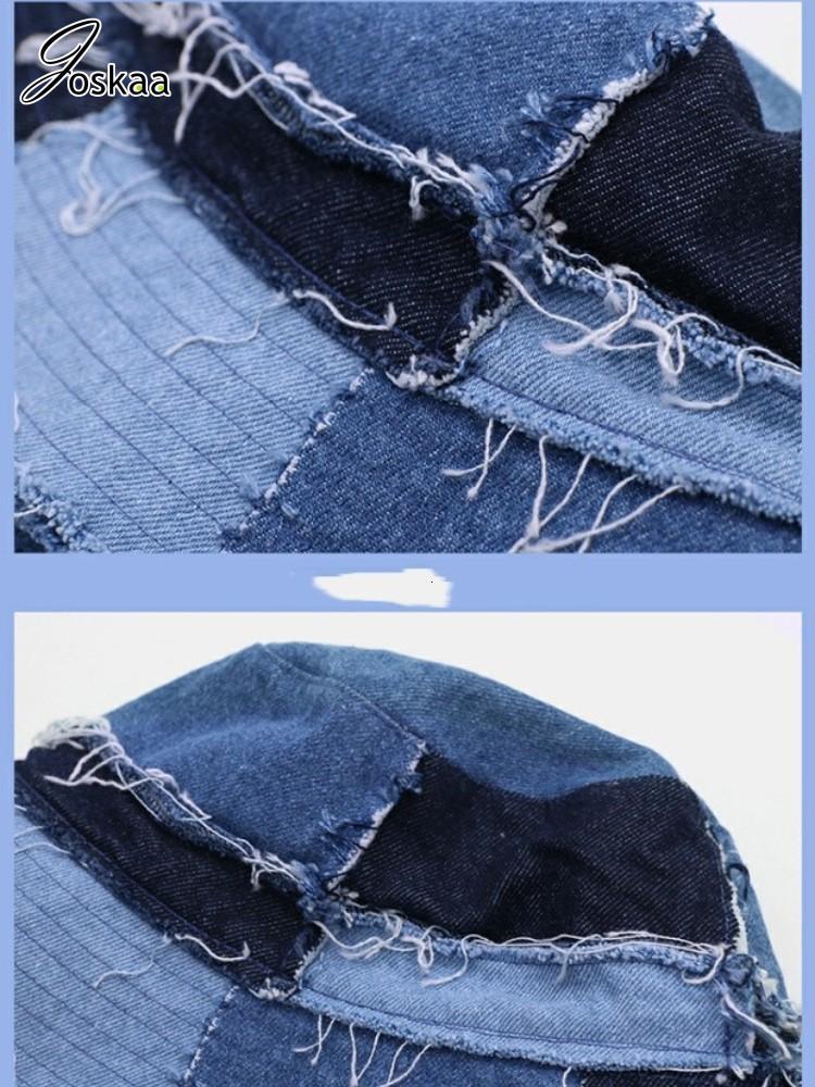 Stingy Brim Hats Joskaa Unique Beggar Y2K Denim Patchwork Fisherman Hat 2023 Fashion Holiday Casual Contrast Color Street Bucket Hats Summer 230411