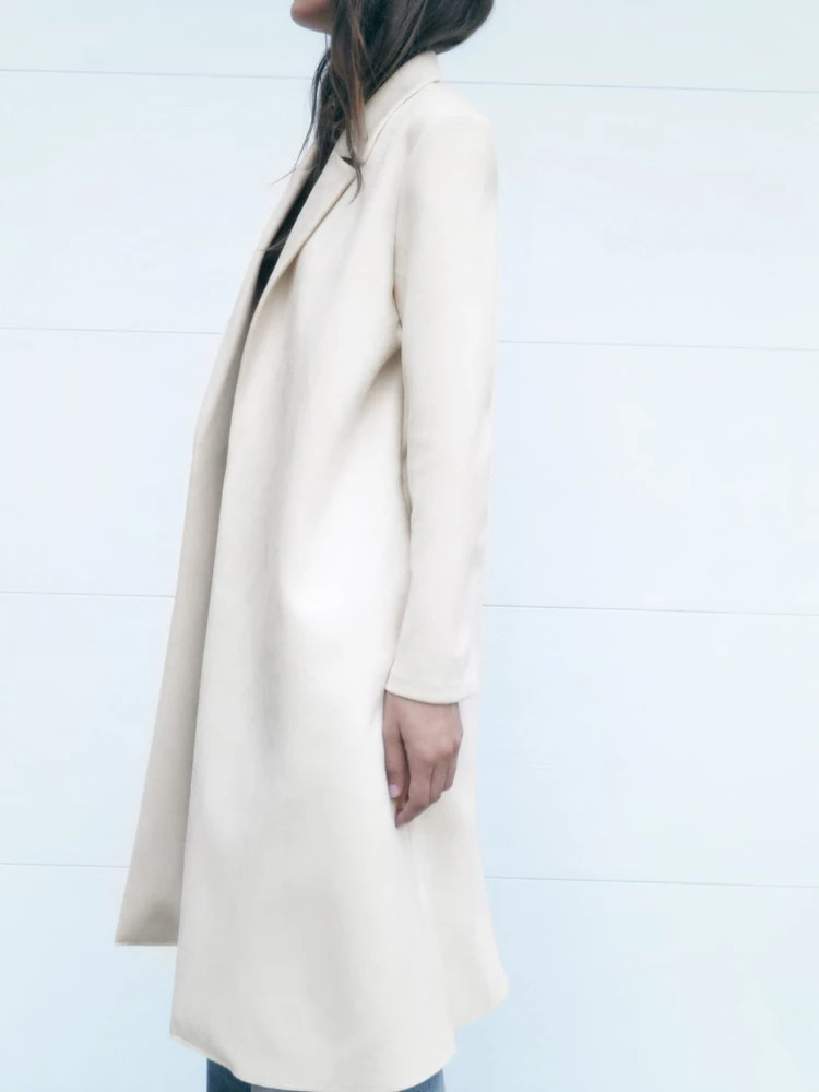 Women's Wool Blends Fall Winter Faux Suede Coat Jacket Lapel Collar Long Sleeves Open Front Mid Texture Female Overcoat 231110