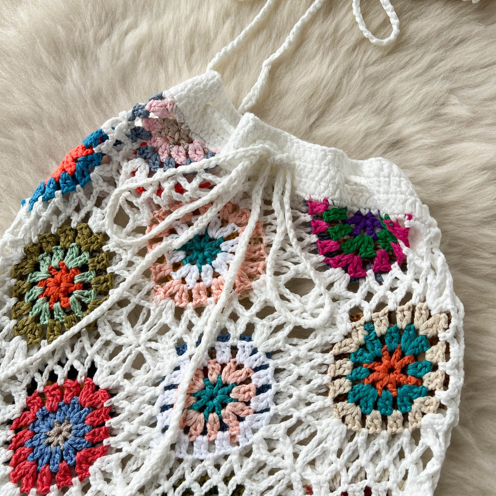 Two Piece Dress SINGREINY Bohemian Two Piece Knit Set Summer Hook Hollow Outer Camisol Flower Irregular Tassel Leather Sexy Beach Style Set 230410