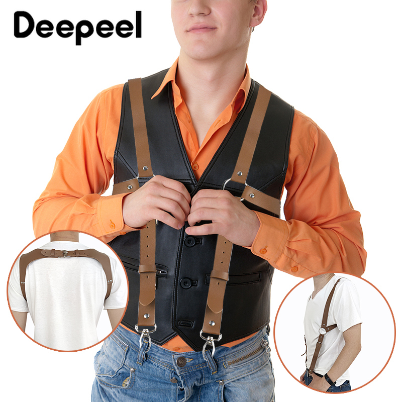 Suspenders Men's Suspenders Vintage Leather Straps Braces Suspender Men Harness Punk Chest Shoulder Belt Strap Fashion Apparel Accessories 230411