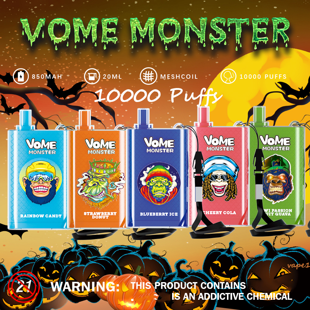 Disposable E Cigarettes RandM VOME MONSTER 10000 Airflow Control Disposable Vape Device 10K Puffs 20ml Mesh Coil 0% 2% 3% 5% 12 Flavors
Disposable E Cigarettes RandM VOME MONSTER 10000 Airflow Control Disposable Vape Device 10K Puffs 20ml Mesh Coil 0% 2% 3% 5% 12 Flavors