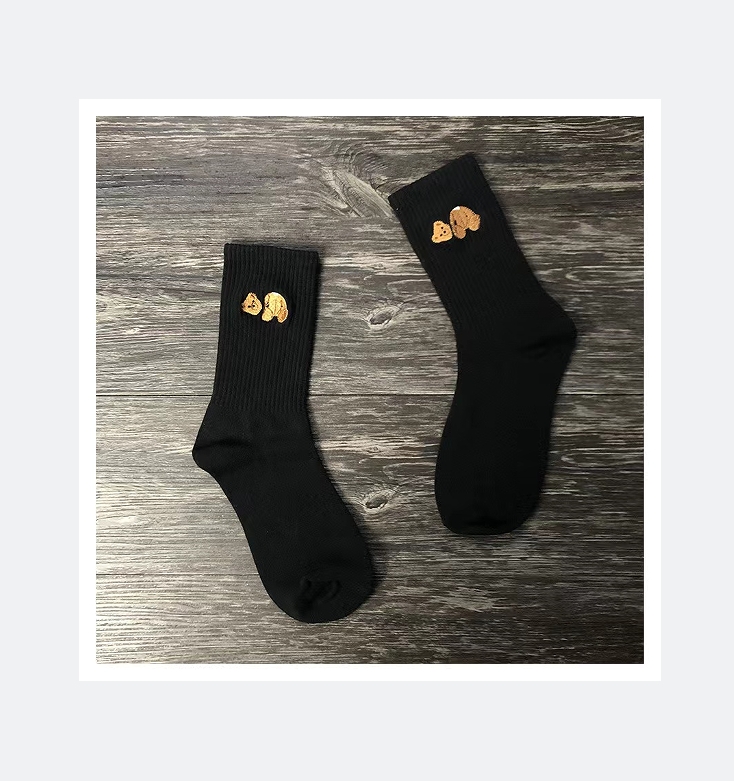 Men's Socks Severed Bear Embroidery Cylinder Pure Cotton Men's Socks Women's Socks Sports Casual Socks