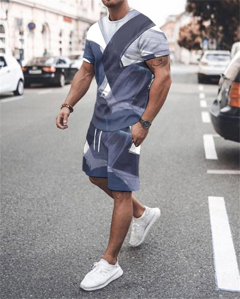 Mens Tracksuits 3D Printed Tshirt Suit Summer Fashion Casual Shorts Black and White Animal Element Pattern Street Wear TwoPiece Set 230411