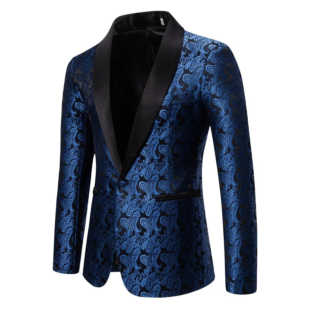 Men's Suits Blazers Red Cashew Flower Blazer Jacket Men's Wedding Party Dress Jacket White Blue Black Blazers S M L XL XXL 231110