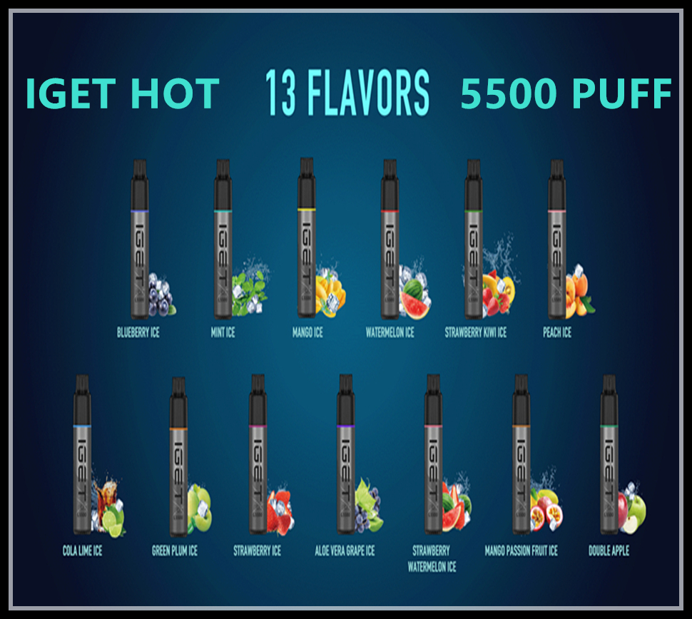Authentic IGET HOT 5500 PUFFS Vape Pen Electronic Cigarettes Device 1600mAh Battery 16ml Pods Original Vapors Kit wholesale
Authentic IGET HOT 5500 PUFFS Vape Pen Electronic Cigarettes Device 1600mAh Battery 16ml Pods Original Vapors Kit wholesale