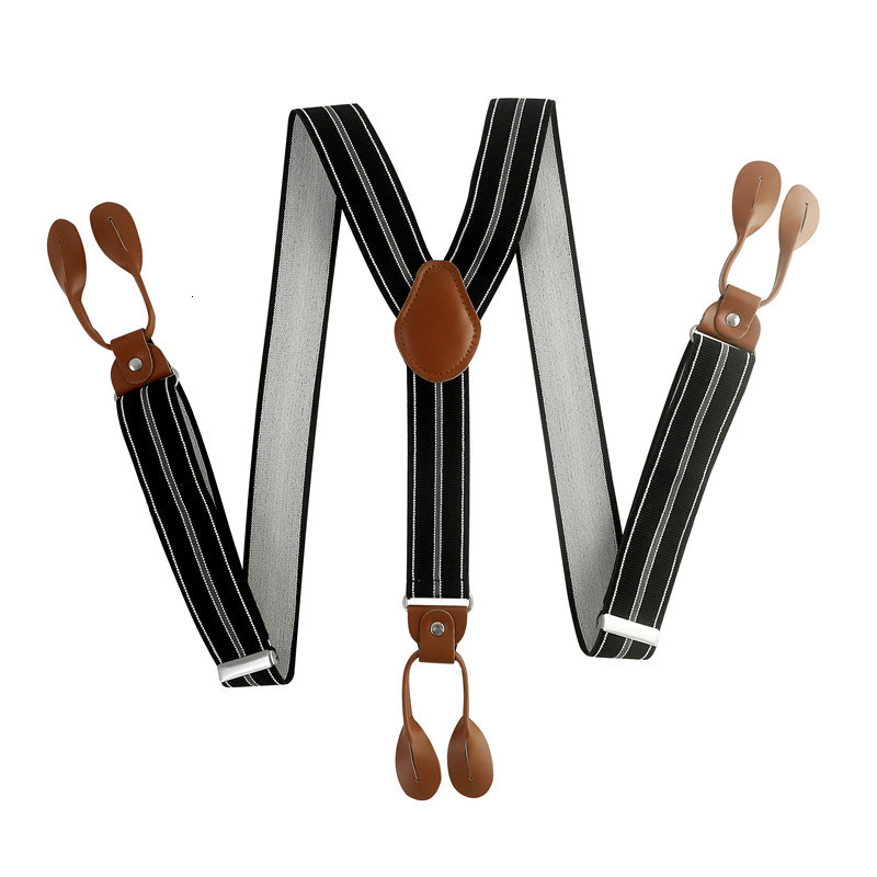 Suspenders 35mm Width Suspenders For Men Brown PU Synthetic Leather Trimmed Button Y Back Men Fashion Suspenders Pant Braces Dad Gift 230411