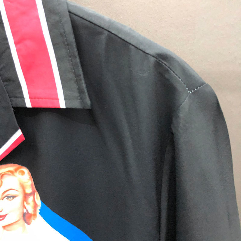 Men's Casual Shirts Streetwear Social Party Blusa Camisa Masculina Woman Portrait Print Men Shirt Short Sleeve Summer Hawaii Shirt Chemise Homme 