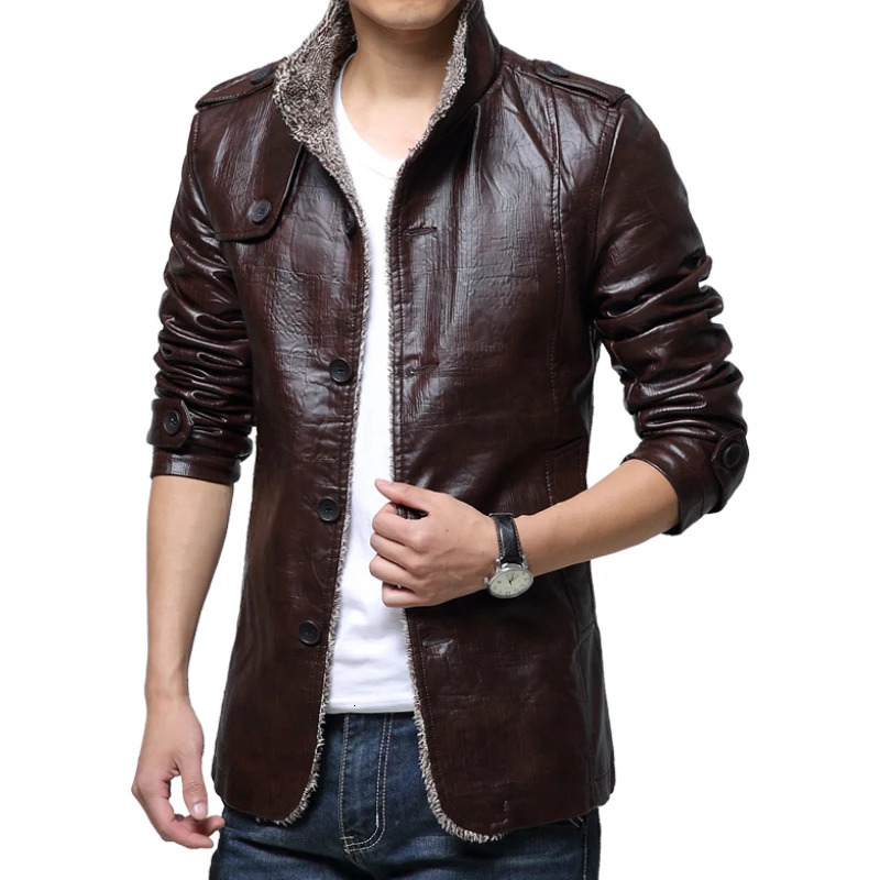 Men's Fur Faux Fur JSNBL1013Large size leather men fur one men plus fleece warm coat epaulette men's jacket PU jacket 231110