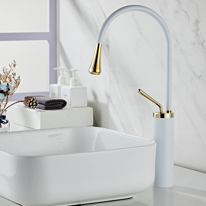 Bathroom Sink Faucets Brass Brushed ly Drop Style Basin Faucet Cold Mixer Tap 360 Swivel Waterfall Art Crane 9008W 230410