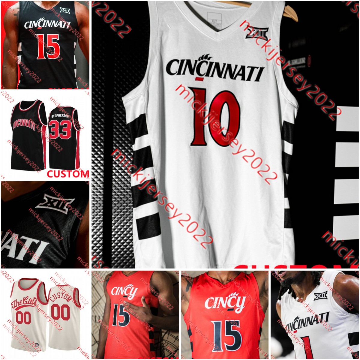Cincinnati Bearcats Basketball Jersey 30 Viktor Lakhin Sage Tolentino Kalu Ezikpe Ody Oguama CJ Anthony Mika Adams-Woods Mens Custom Stitched Cincinnati Jersey