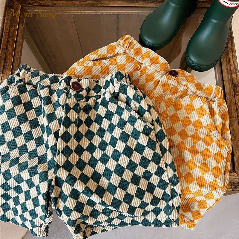 Shorts Fashion Baby Girl Boy Corduroy Infant Toddler Child Plaid Short Trousers Summer Spring Autumn Clothes 1 7Y 230411