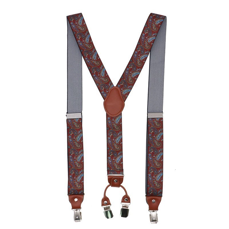 Suspenders 4 Clips Fashion Suspenders Leather Alloy Braces Male Unisex Vintage Casual Leather Suspensorio Trousers Strap Husband's Gift 230411