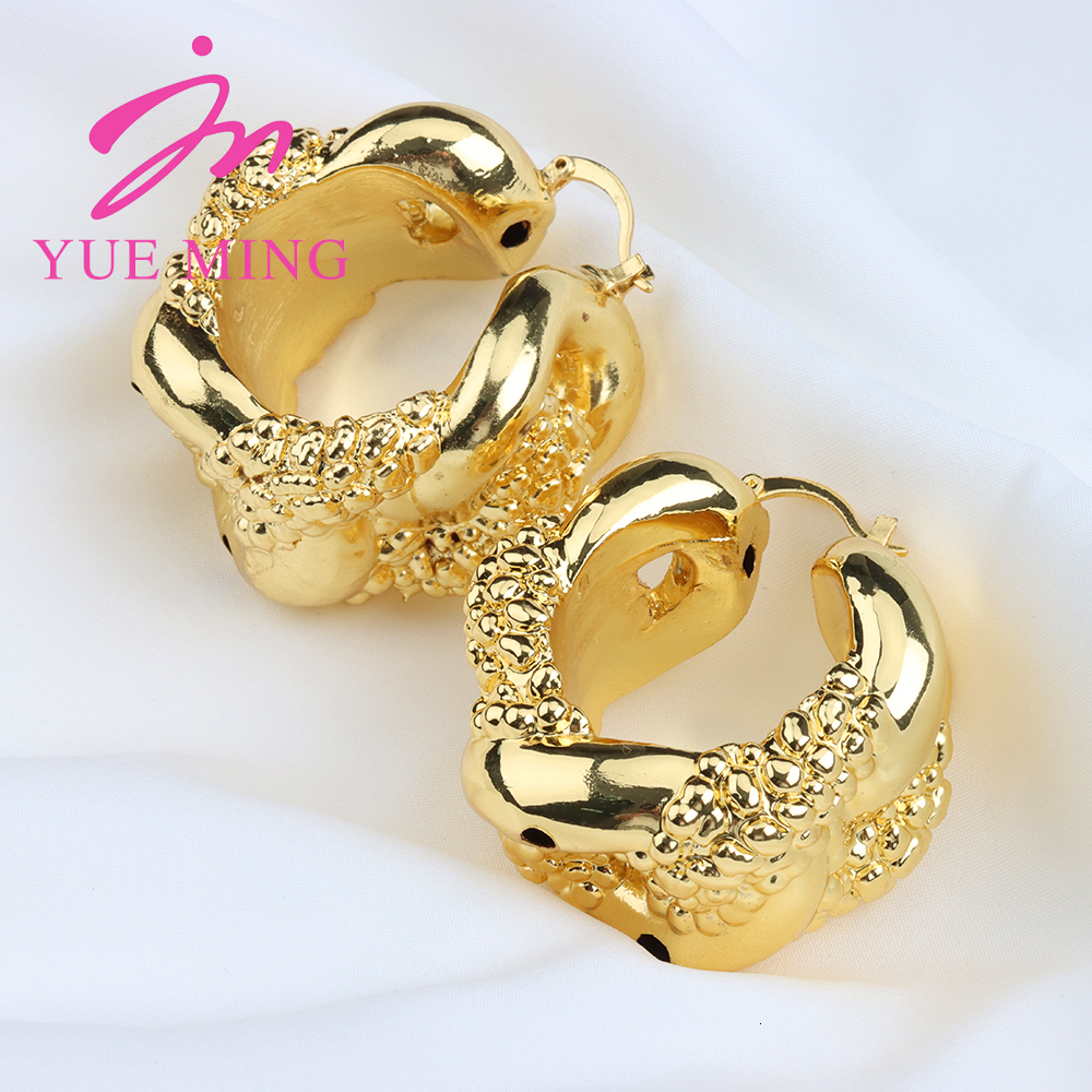 Hoop Huggie Hoop Earrings Jewelry for Women African Gold Plated Irregular Big Earrings for Dubai Weddings Party Gold Color Earring Jewellery 230411