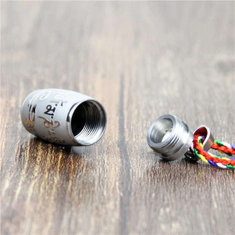 Chokers Stainless Steel Om Mani Padme Hum S Pendant Necklace For Women Men Buddhism Party Vintage Mantra Bottle Ash Urn Jewelry 231110