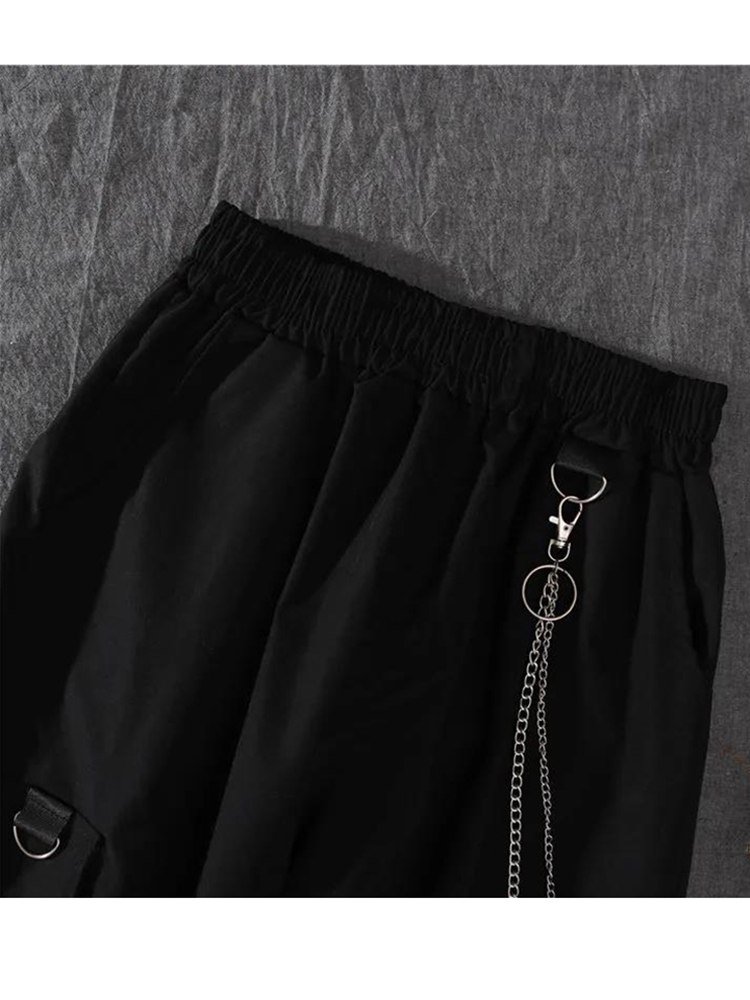 Women's Tracksuits Women Streetwear Two piece Suit Splice Chain Long Sleeve Ribbon Pants Harajuku Cargo 2 Piece Set s Outfits 230411