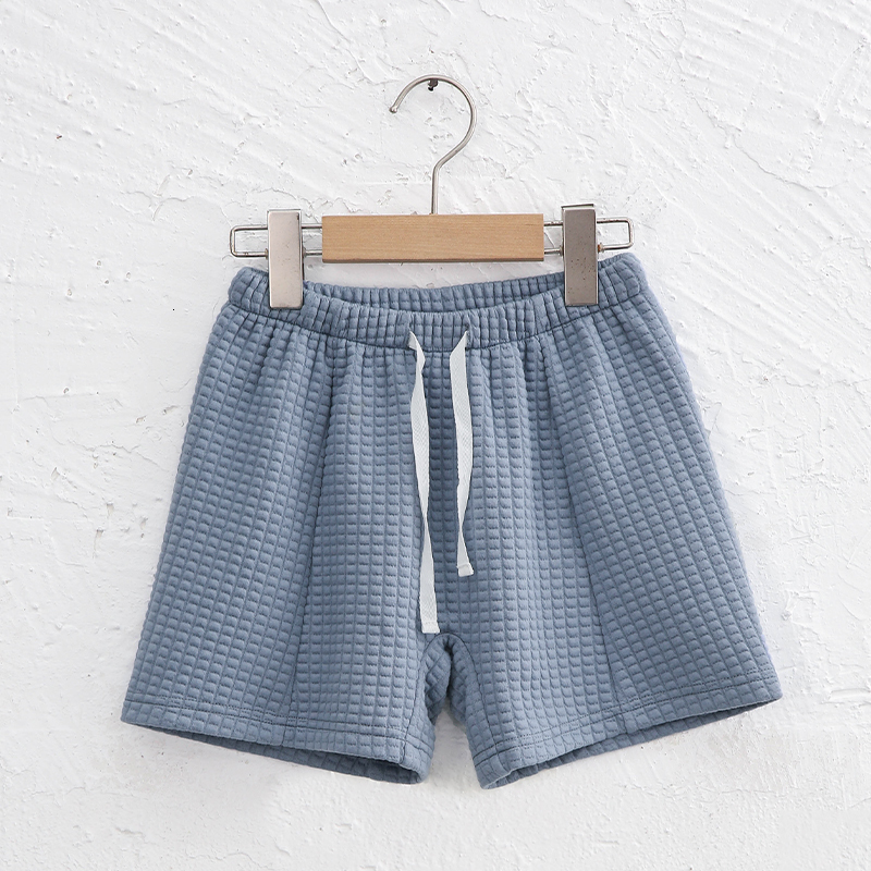Shorts Organic Cotton Waffle Girls Summer Children s Clothing Casual Loose Elastic Waist Lace up Kids TZ108 230411