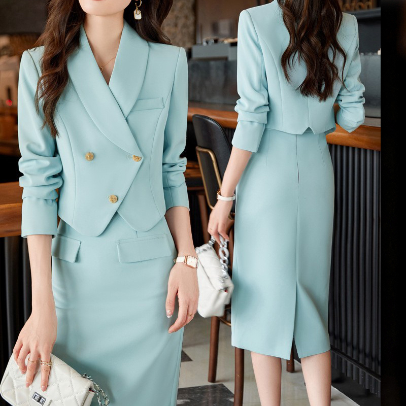 Two Piece Dress High Quality Korean Spring Autumn Pencil Skirt Blazer Sets Outfits Female Formal Busines s Office Ladies Work Jacket Suit 230411