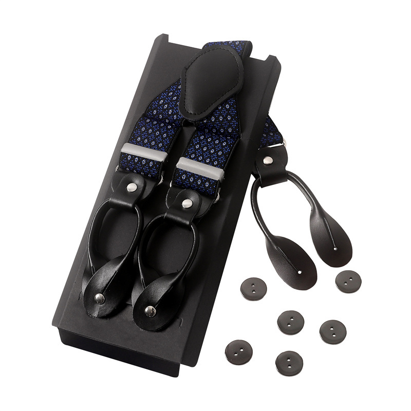 Suspenders Vintage 3.5 Cm Wide Black Leather Suspenders Men Leather Button Suspenders Pant Braces Male Wedding Unisex Wear 230411