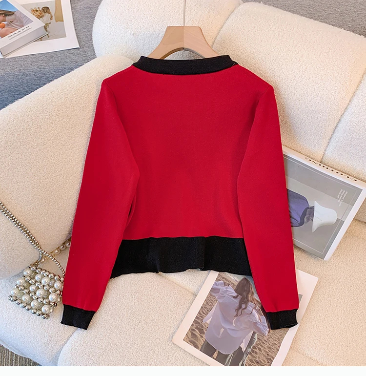 Women's autumn and winter new sweater and pants set round neck single breasted knitted loose cardigan wide leg pants