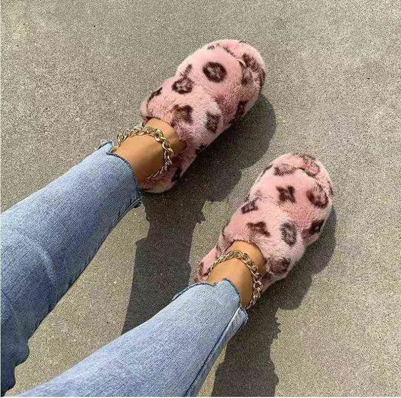 Women Winter Indoor Home Fur Slippers House Full Furry Soft Fluffy Plush Flats Heel Non Slip Luxury Designer Shoes Casual Ladies